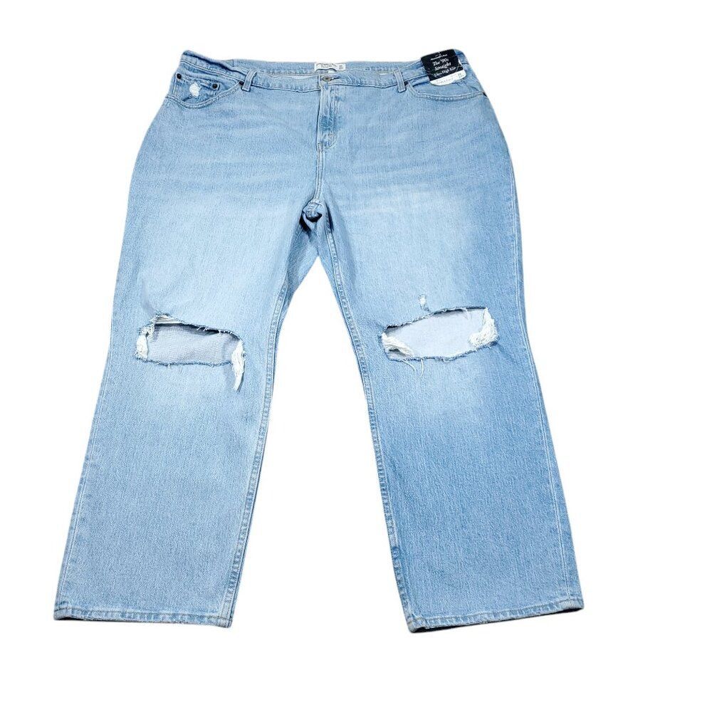Abercrombie 22 Short 90s Straight Ultra High Rise Curve Love Jeans Blue Size 36